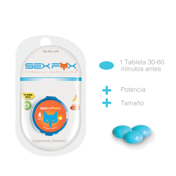 Sex Fox con 4 tabletas - Vigorizante Masculino