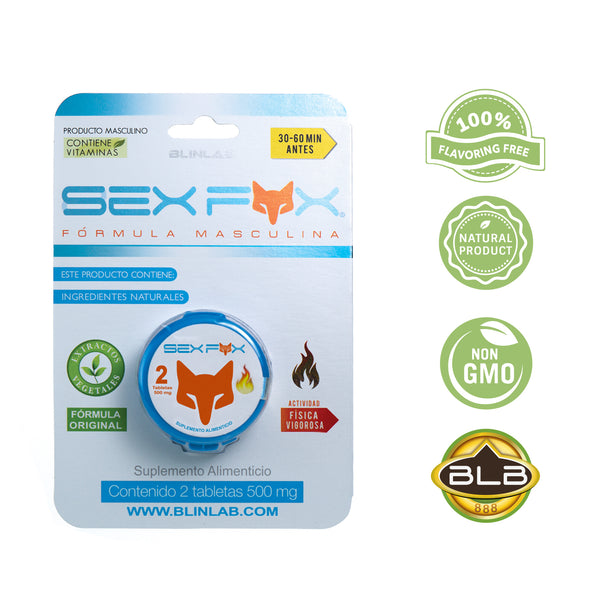 Sex Fox con 2 tabletas - Vigorizante masculino