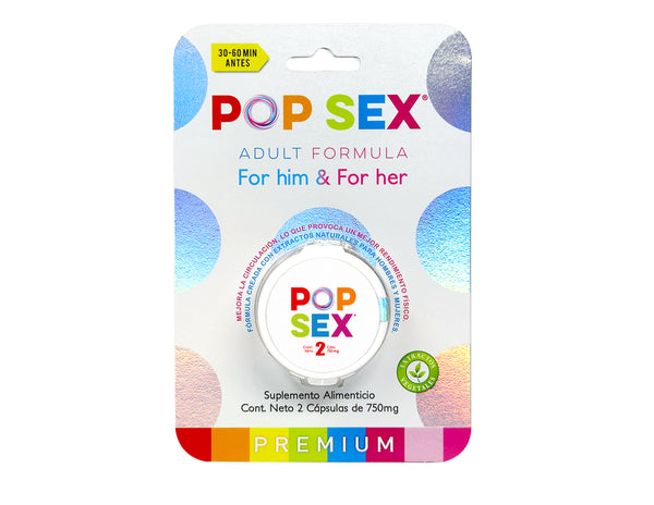 Pop Sex | 2 Cápsulas de 750mg c/u, | una azul y una rosa